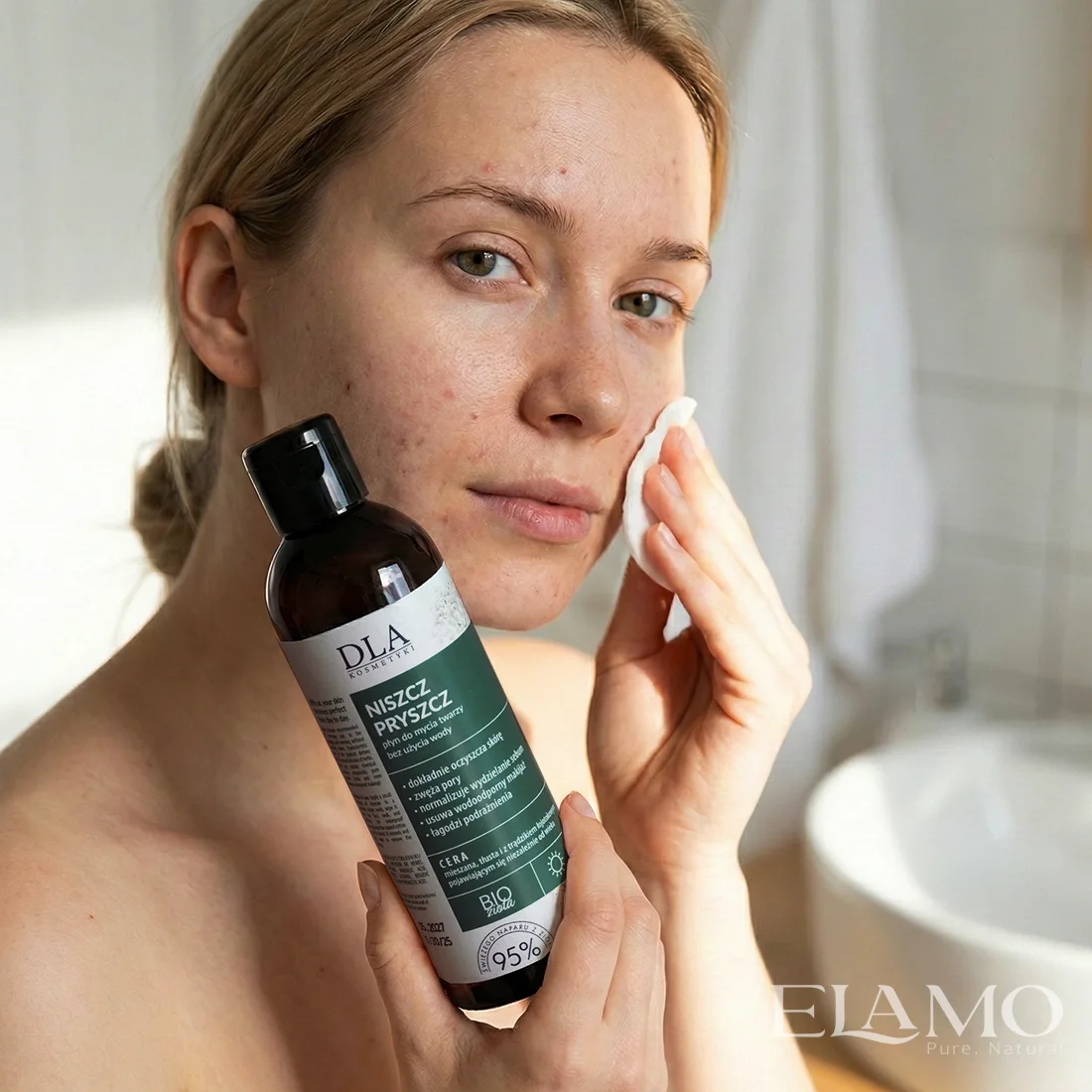 Niszcz Pryszcz płyn oczyszczający na trądzik – aplikacja wacikiem na twarz, delikatne oczyszczanie bez użycia wody