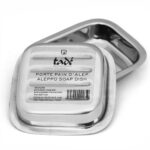 Mydelniczka stalowa żebrowana 11x11x2.5cm na mydło Marsylskie & Alleppo (kwadrart)