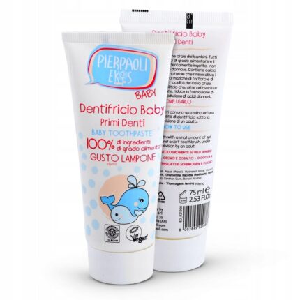 Pasta do zębów dla Dzieci 100 % jadalnych składników, malinowa z wyciągiem z rumianku, 75 ml, Pierpaoli Ekos Baby