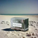 mydło z solą morską w kostce na brzegu morza martwego