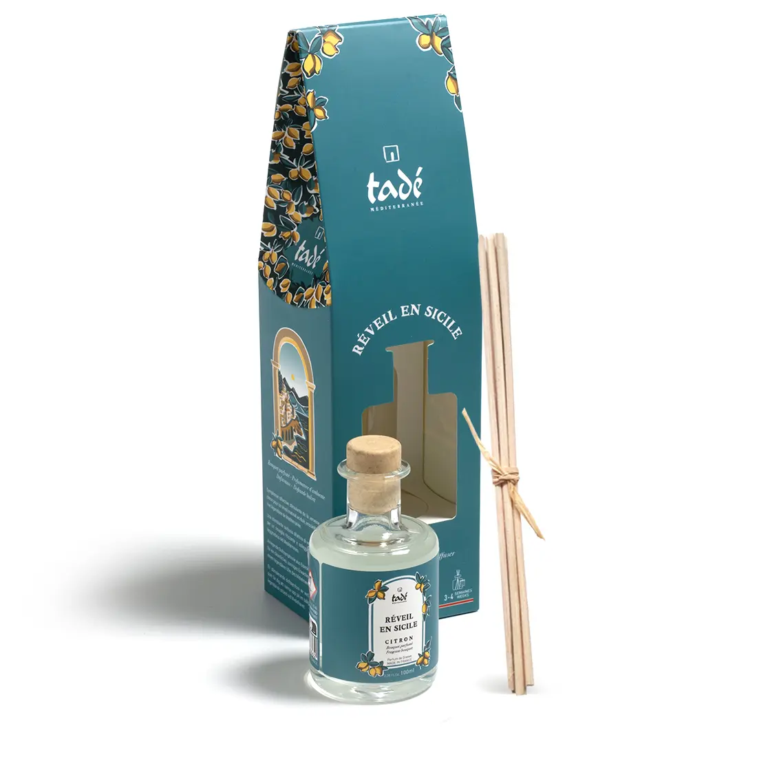 dyfuzor-zapachowy-cytrusowy-owoc-reveil-en-sicile Dyfuzor zapachowy cytrusowy owoc Réveil en Sicile od Tadé Méditerranée z ratanowymi patyczkami, 100 ml