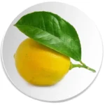 Żółta cytryna z zielonym liściem