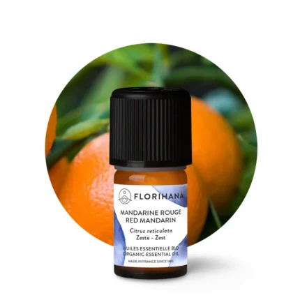 Olejek Mandarynkowy Florihana 5g na tle owoców Citrus reticulata – naturalny olejek BIO