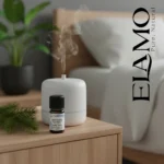 Dyfuzor i olejek świerk czarny Florihana w sypialni – aromaterapia, świeży leśny zapach.