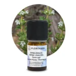 Florihana olejek tymiankowy linalol na tle kwitnącego Thymus zygis – białe kwiaty i wąskie liście