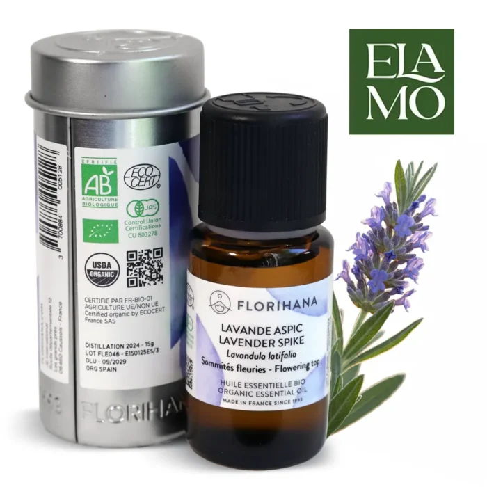 Olejek lawendowy spikowy Florihana 15 ml z metalowym opakowaniem ochronnym.