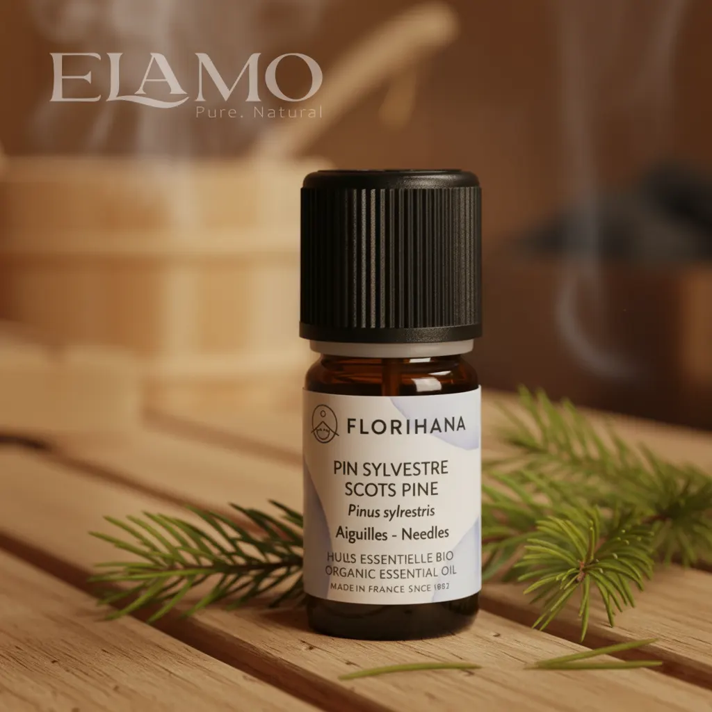 olejek sosnowy florihana butelka w saunie na lawie sosnowe igliwie para