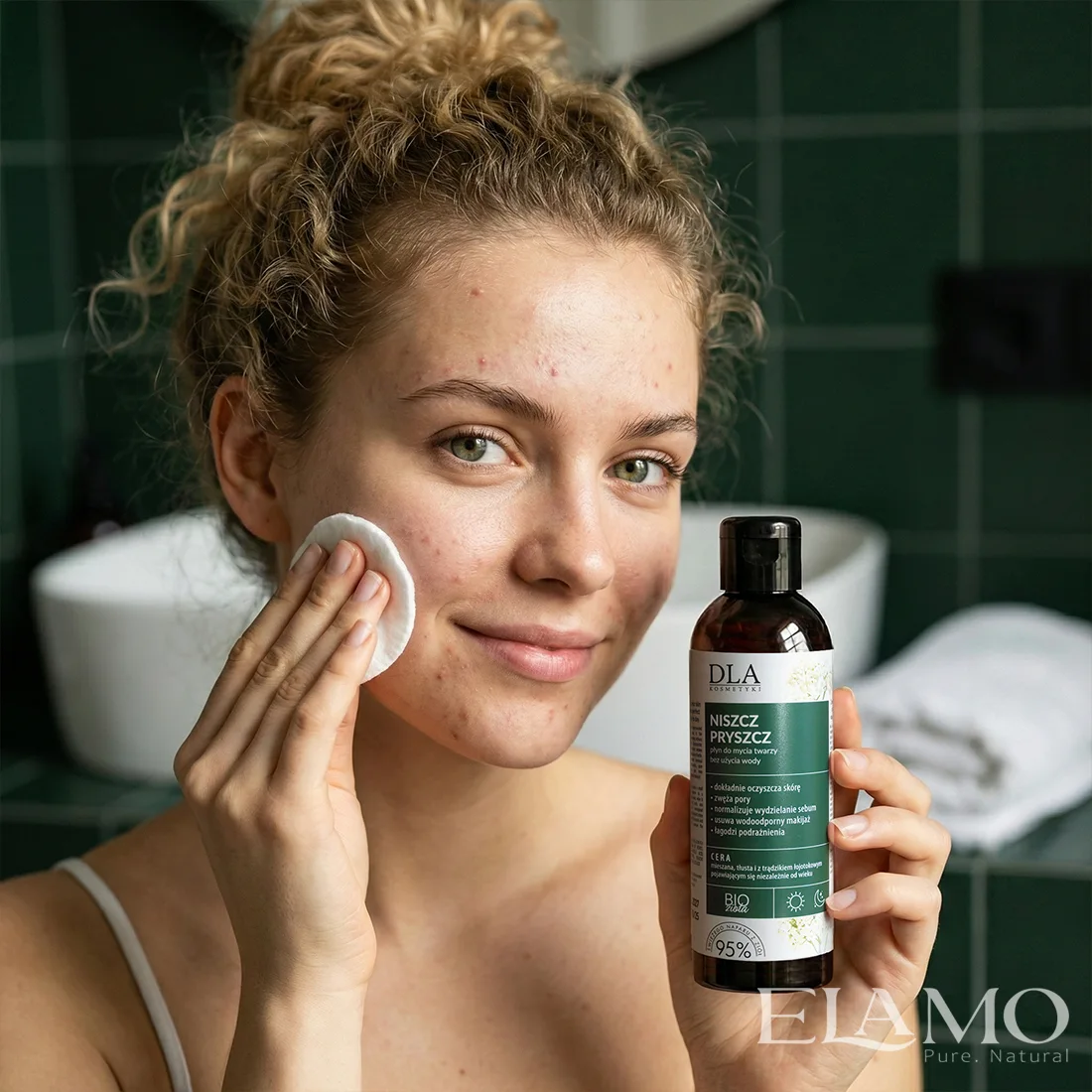 Niszcz Pryszcz – płyn do mycia twarzy DLA Kosmetyki, oczyszczanie wacikiem w łazience, 95% naparu z ziół