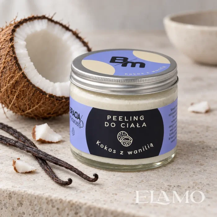 Peeling do ciała Kokos z wanilią Bracia Mydlarze z kokosem i laskami wanilii